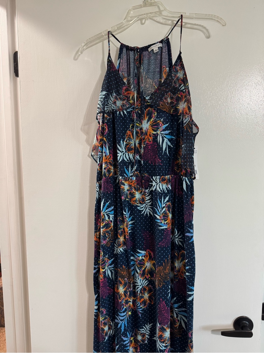 Notations Navy Floral Maxi Dress with Multicolor Print